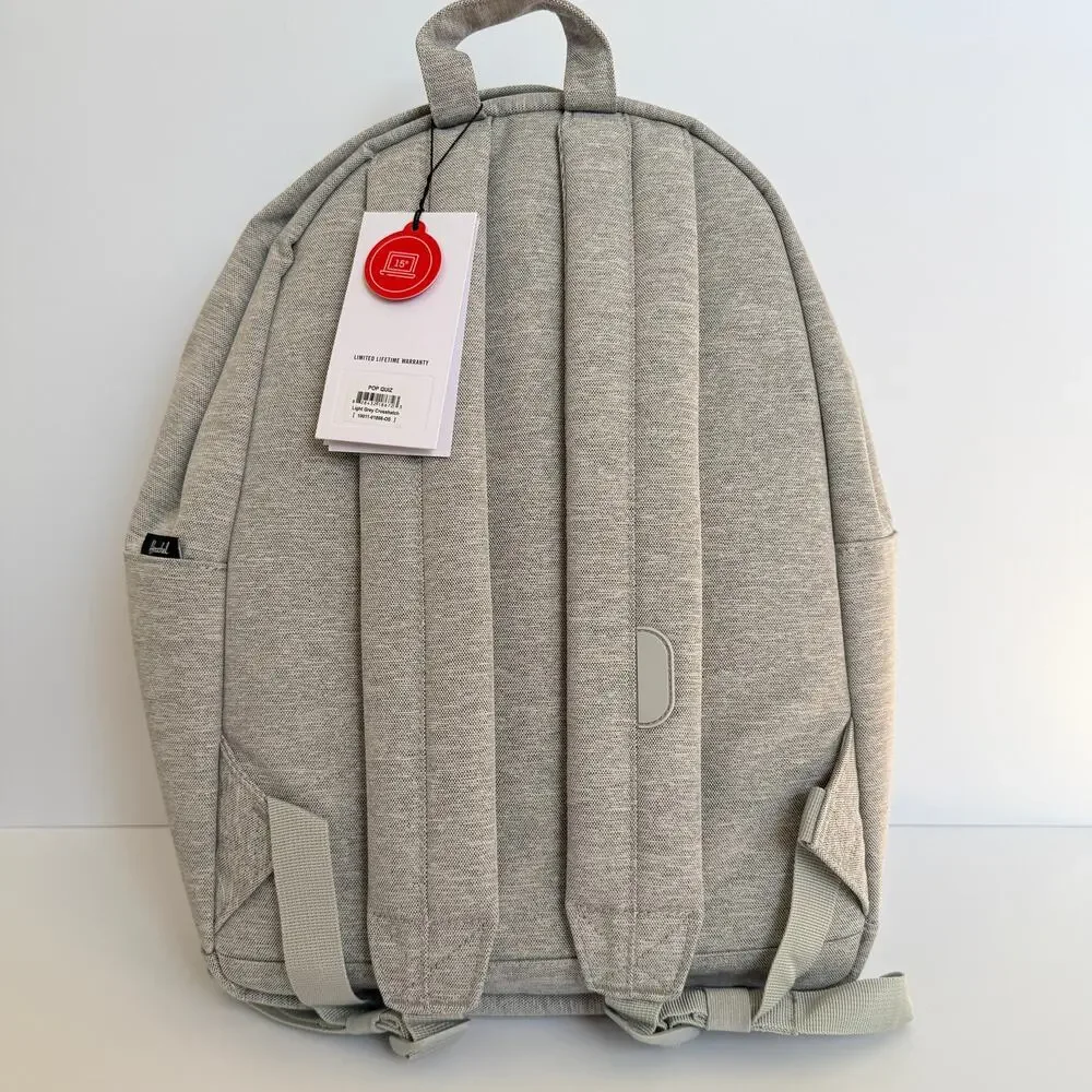 Herschel Pop Quiz Backpack 22L Light Gray Crosshatch Laptop Sleeve NWT
